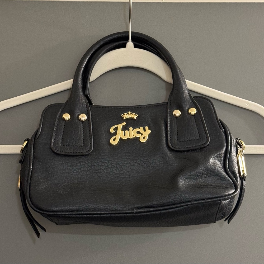 Vintage Juicy Couture Black Leather Mini Bag with Gold-Tone Hardware